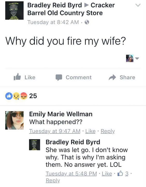 brad's wife fired